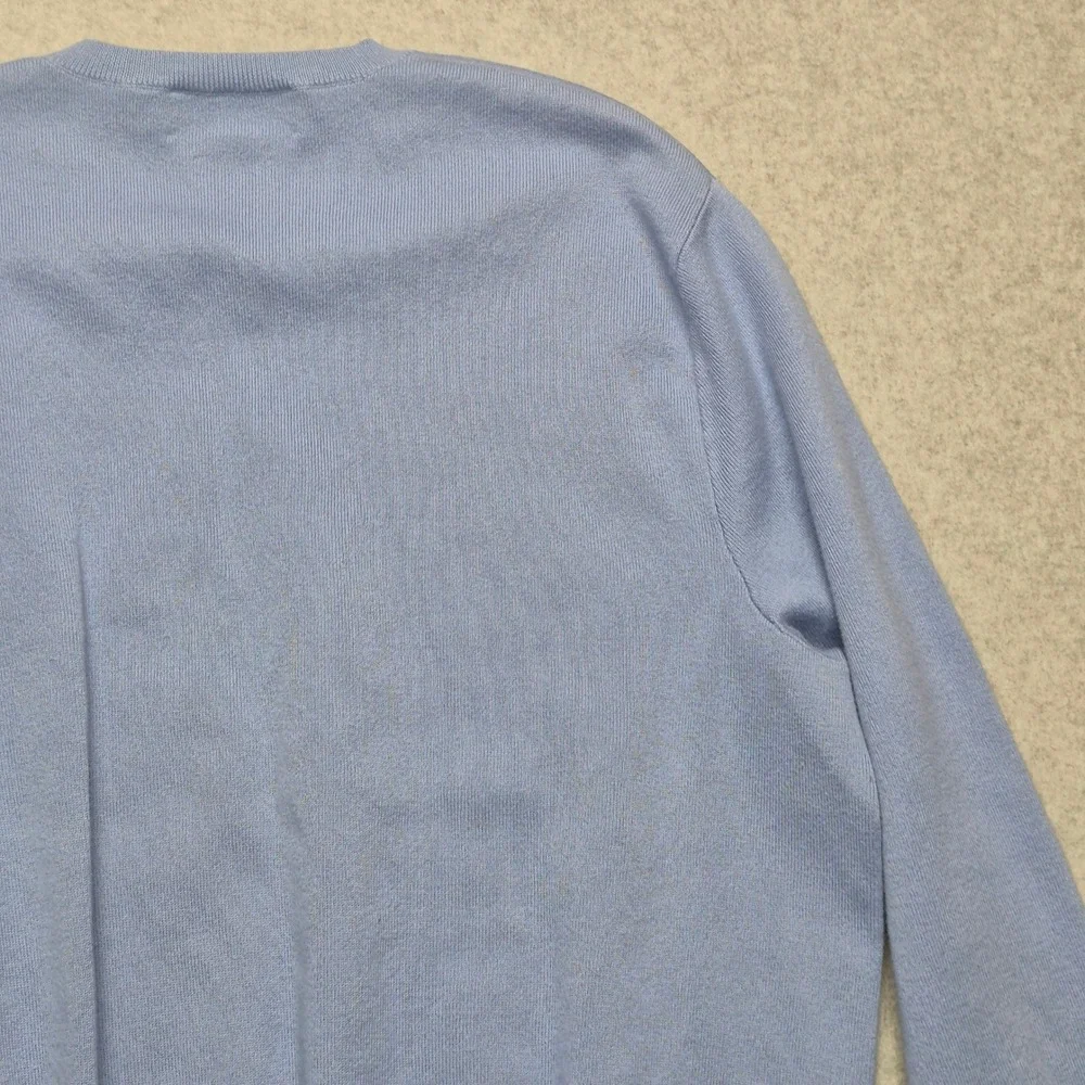 Polo Ralph Lauren Mens V-Neck Sweater Blue 100% Cotton Pony Logo Large